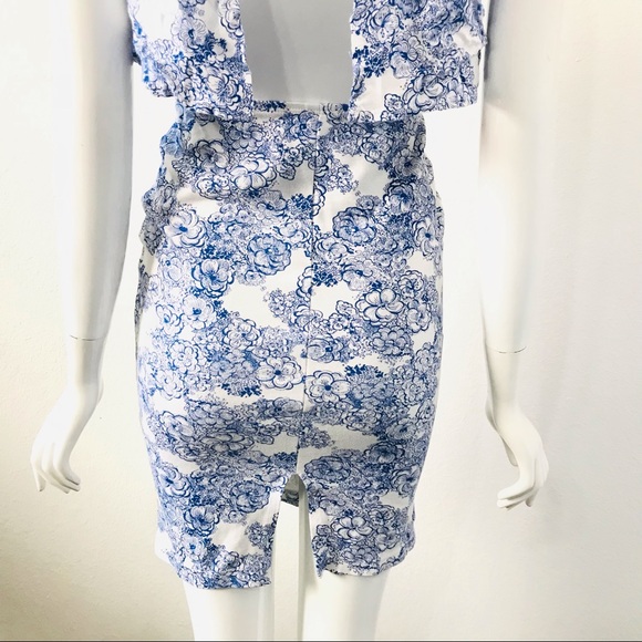 American Apparel Blue White Floral Top & Skirt Set - Picture 6 of 8